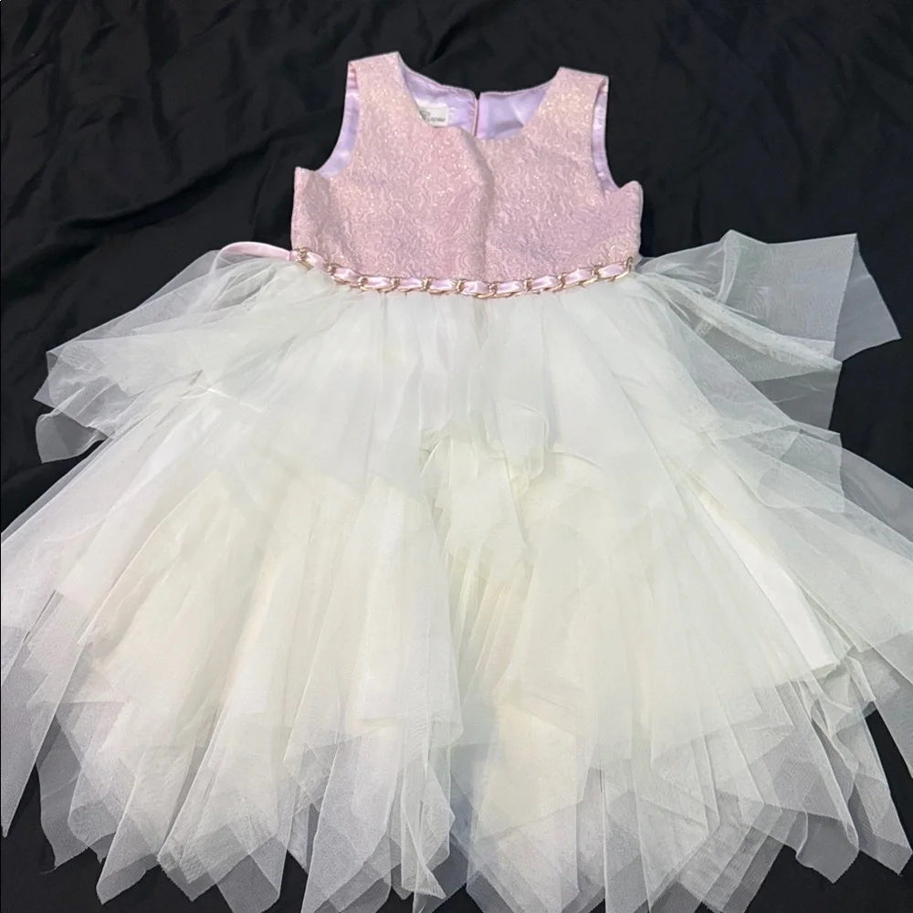 Elegant Pink and White Kids Dress - Picture 1 of 1